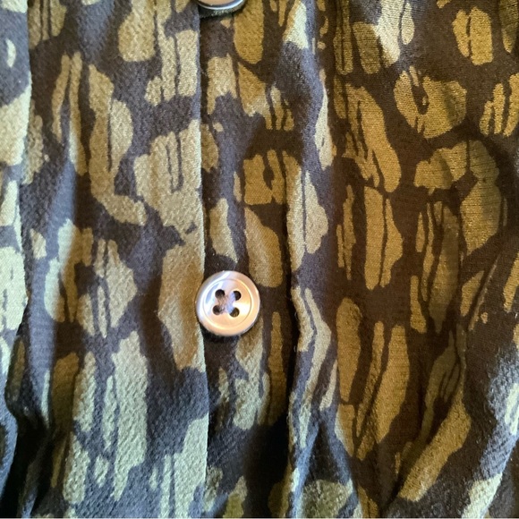 Rails Jasmine Olive Batik Cheetah long sleeve smocked waist dress Size S - Picture 6 of 11